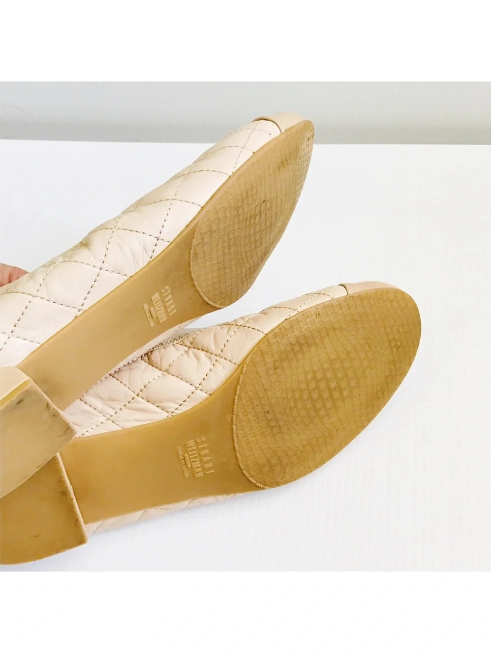 STUART WEITZMAN Womens Beige Nude Napa Leather Quilted Flats Slip On Shoes 8.5 W
